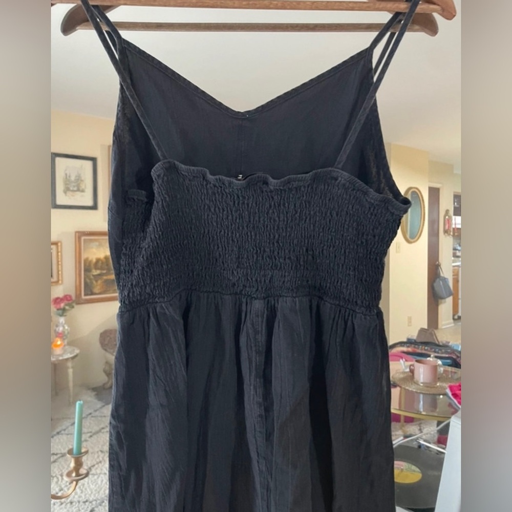 Shein Black Spaghetti Strap Smock Sundress with Faux Buttons - Picture 2 of 3